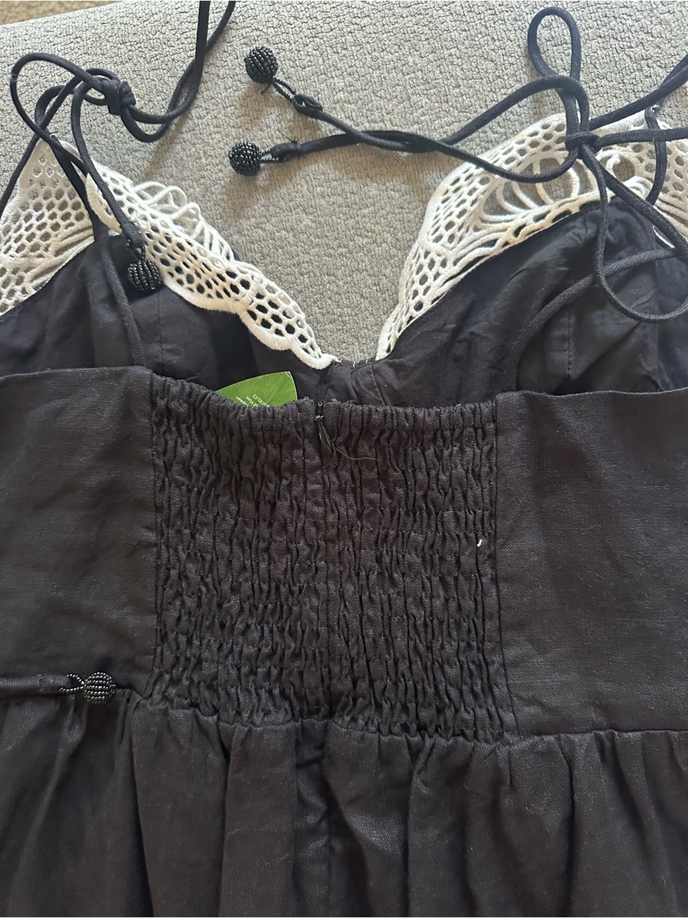 FARM RIO Black Slip Dress with White Embroidered Trim - Picture 7 of 8